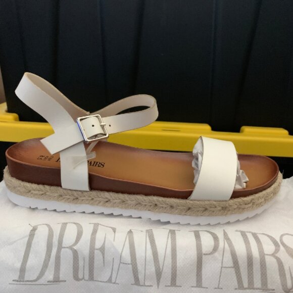 DREAM PAIRS Women’s Open Toe Ankle Strap Espadrille Platform Buckle Sandal WHITE - Picture 6 of 6